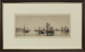 BRIXHAM TRAWLERS, AN ETCHING BY ARTHUR BRISCOE