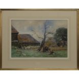 IN THE FARMYARD, A WATERCOLOUR BY SIR DAVID MURRAY