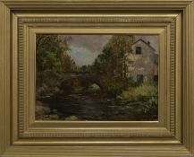 BRIDGE OVER BURN, AN OIL BY THOMAS HOPE MCKAY