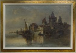 PORT SCENE, AN OIL BY KARL KAUFMANN