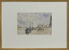 YACHT STATION, YARMOUTH, A WATERCOLOUR BY JAMES MCBEY