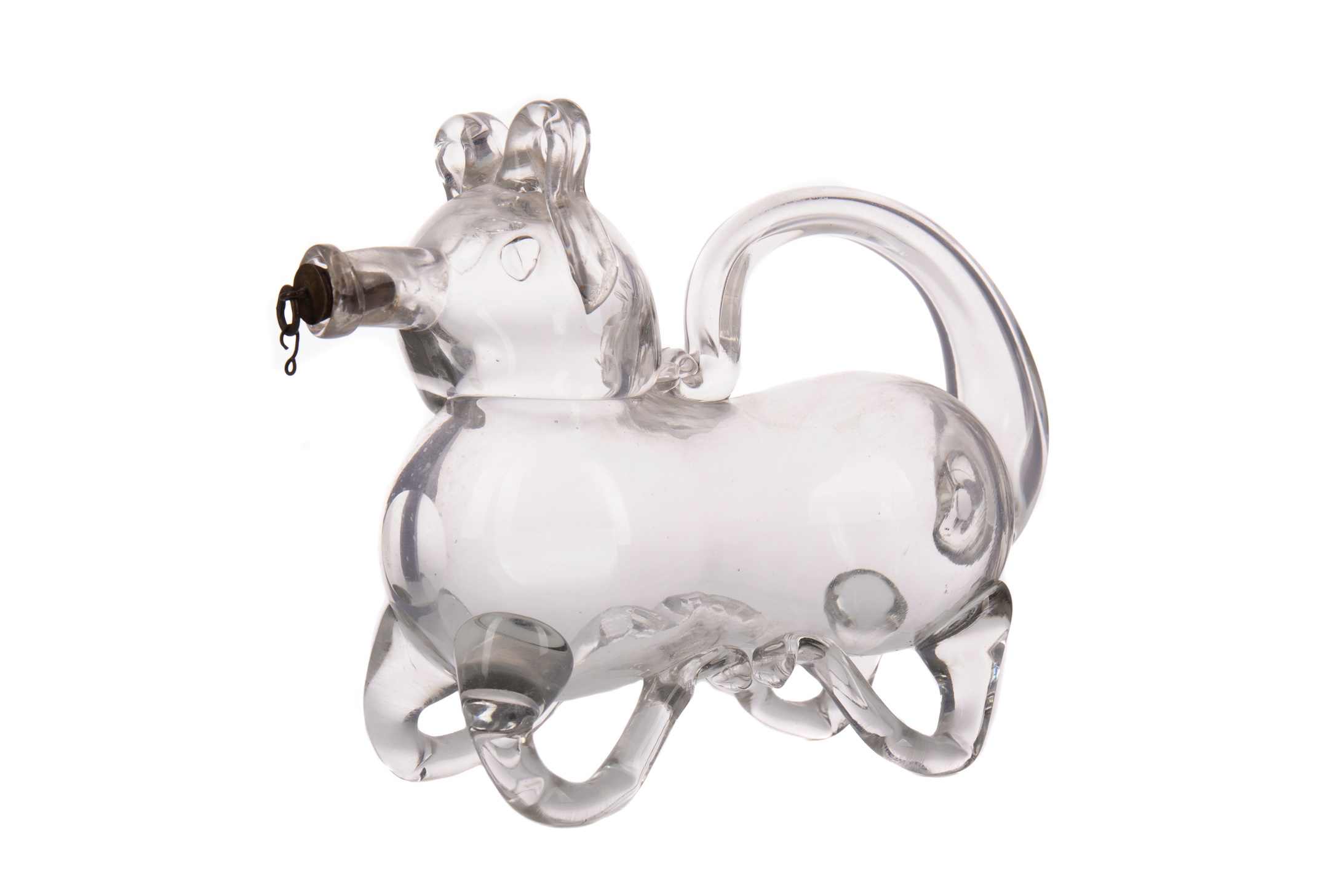 A 19TH CENTURY DANISH GLASS ZOOMORPHIC DECANTER