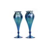 A PAIR OF L. C. TIFFANY BLUE FAVRILE VASES
