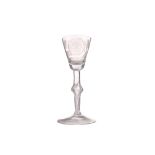 AN UNUSUAL MID-18TH CENTURY JACOBITE WINE GLASS