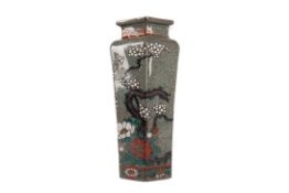 A CHINESE CRACKLE WARE HEXAGONAL BALUSTER VASE