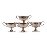 A SET OF FOUR VICTORIAN SILVER SALT CELLARS