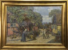 RURAL STREET SCENE, AN OIL BY CARL BUDTZ MOLLER