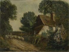 A SURREY LANE, AN OIL BY FRED HINES