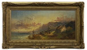 COASTAL SCENE, AN OIL BY JOSEPH HORLOR