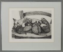 KITTENS, AN ETCHING BY MAXIME JUAN