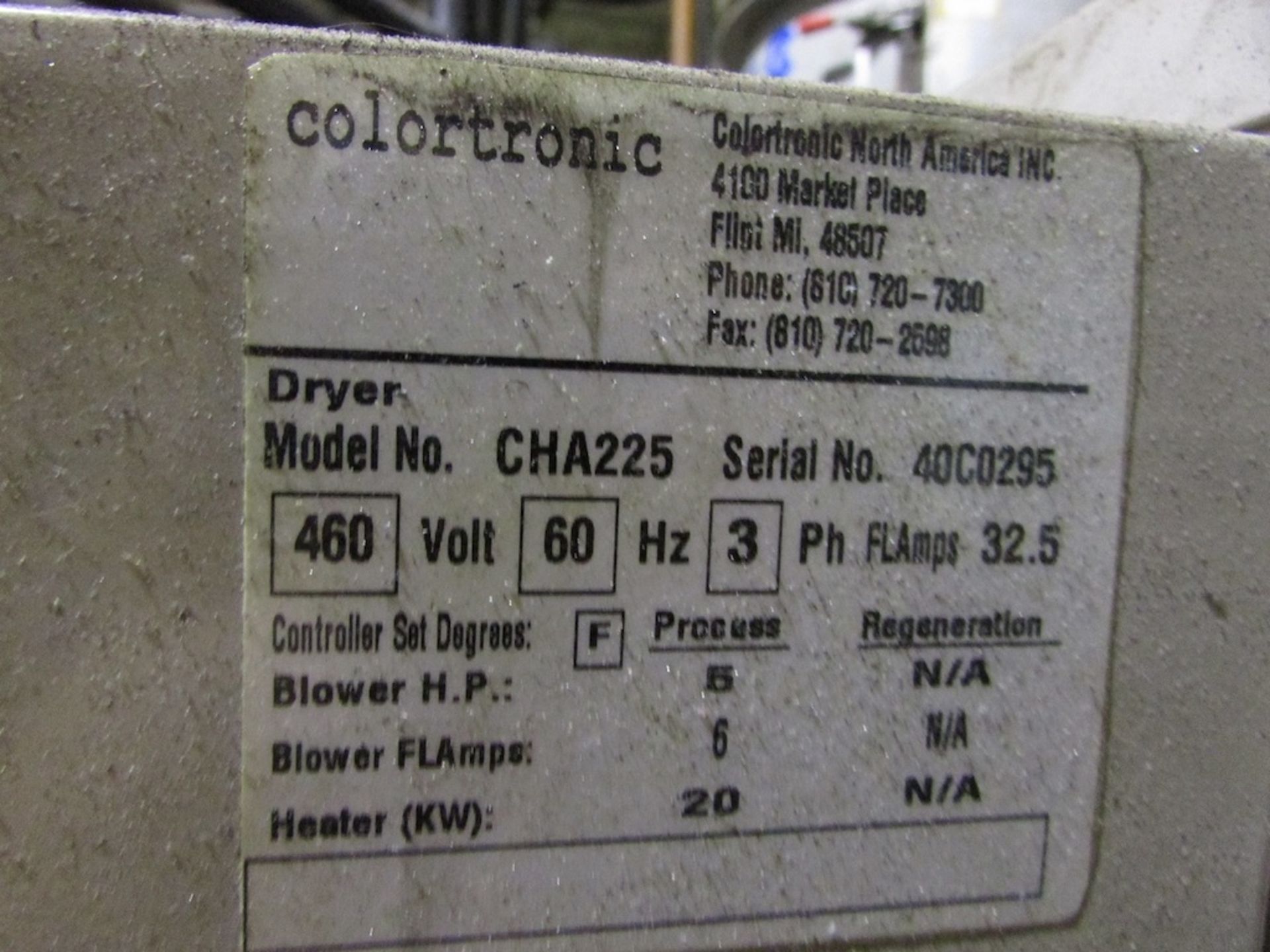 (1) Colortronic Model CHA225 Hot Air Dryer - Image 10 of 11