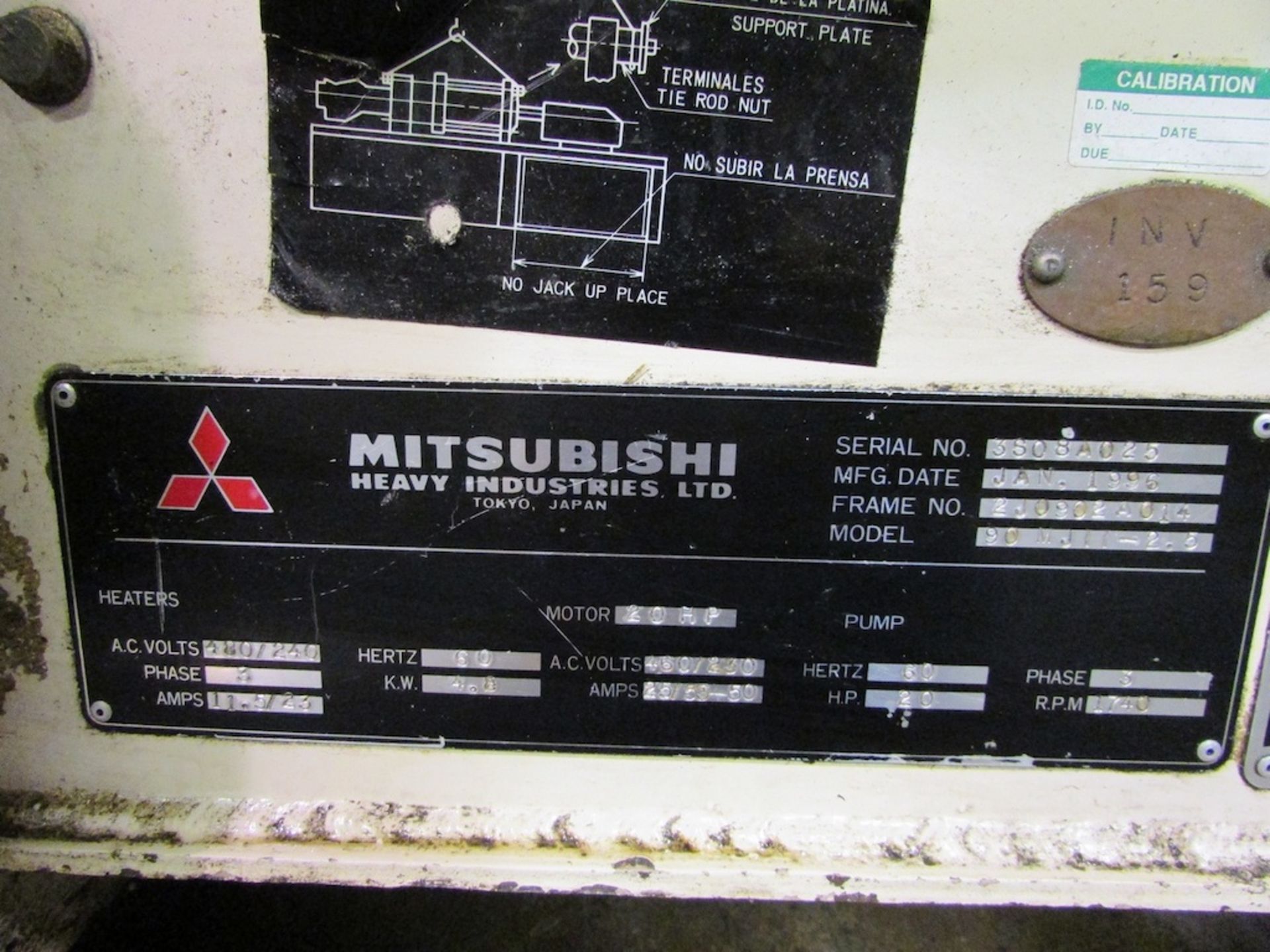 (1) 1996 Mitsubishi 90MJII-2.5, 90 Ton Injection Molding Machine - Bild 12 aus 12