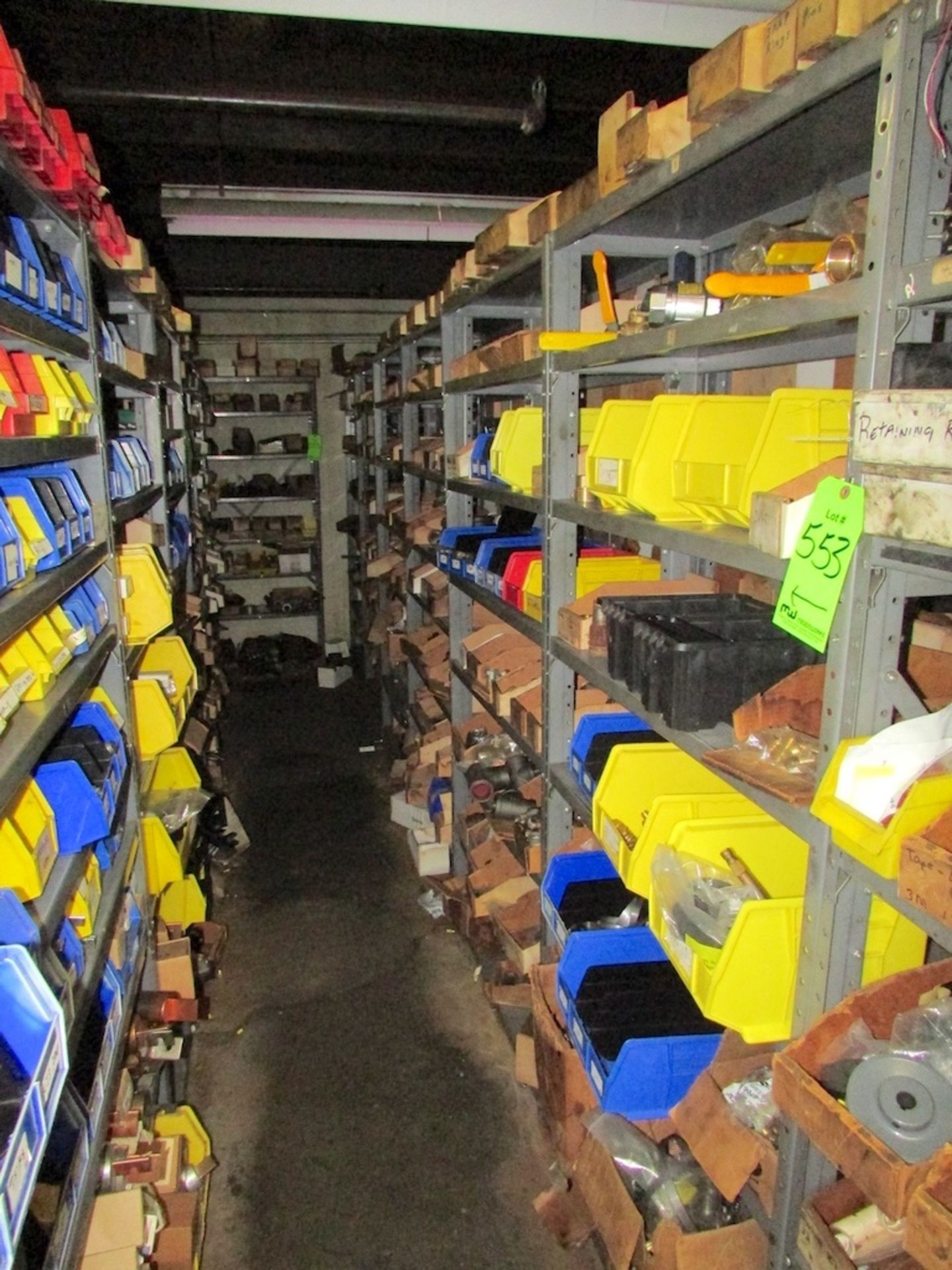 (8) Sections of Adj. Racking with Assorted Spare Parts and Contents