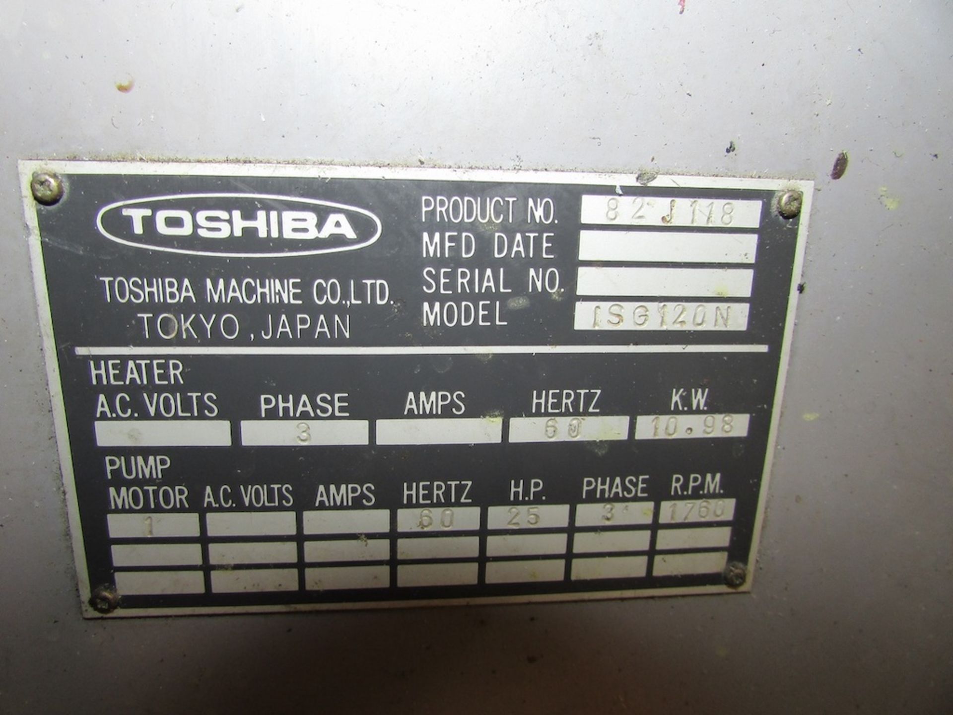 (1) 1998 Toshiba ISG120NV10-5A, 120 Ton Injection Molding Machine - Bild 13 aus 13