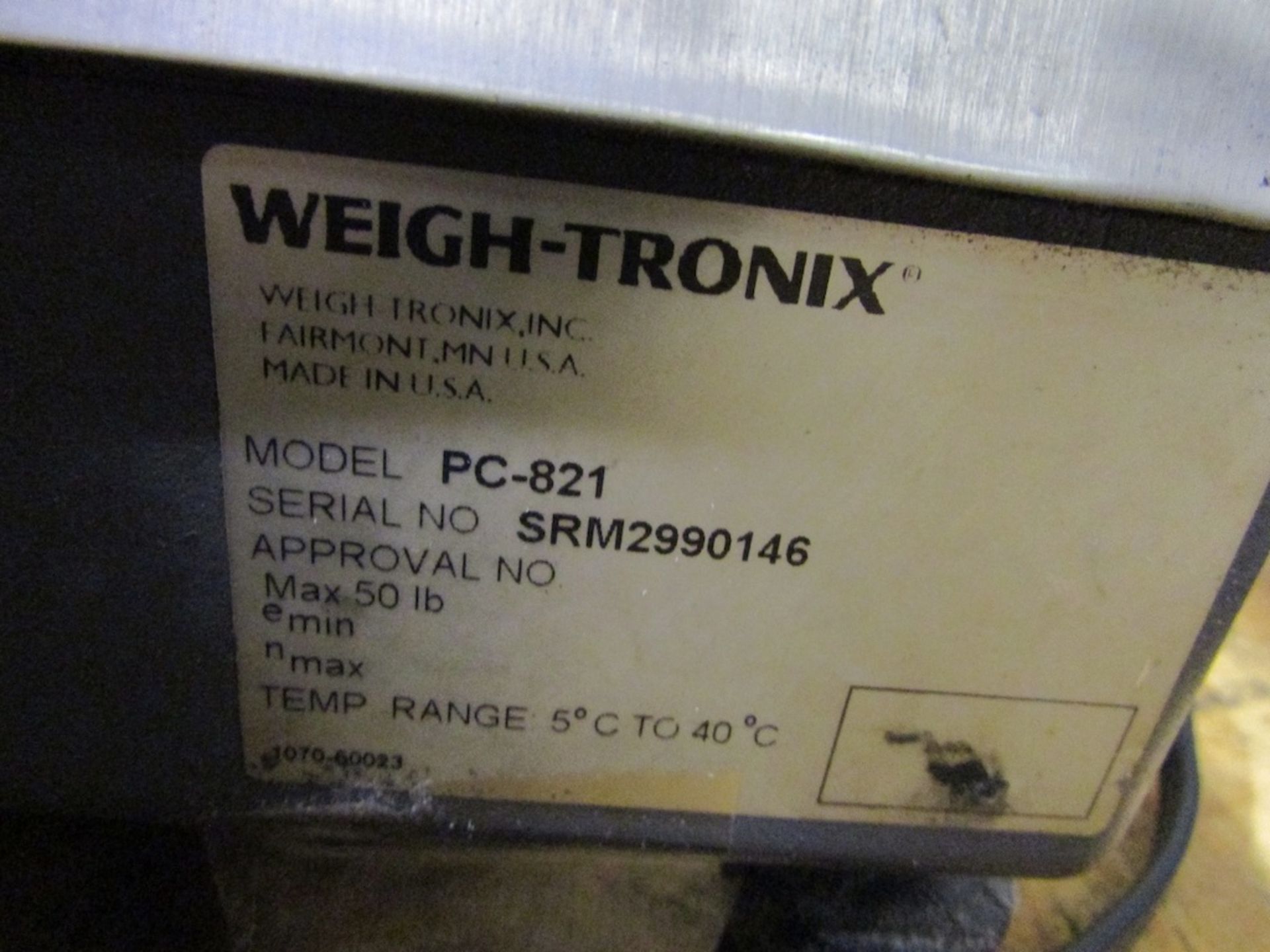 (1) Weigh-Tronix Model PC-821 50 Lb. Digital Platform Scale - Image 5 of 5