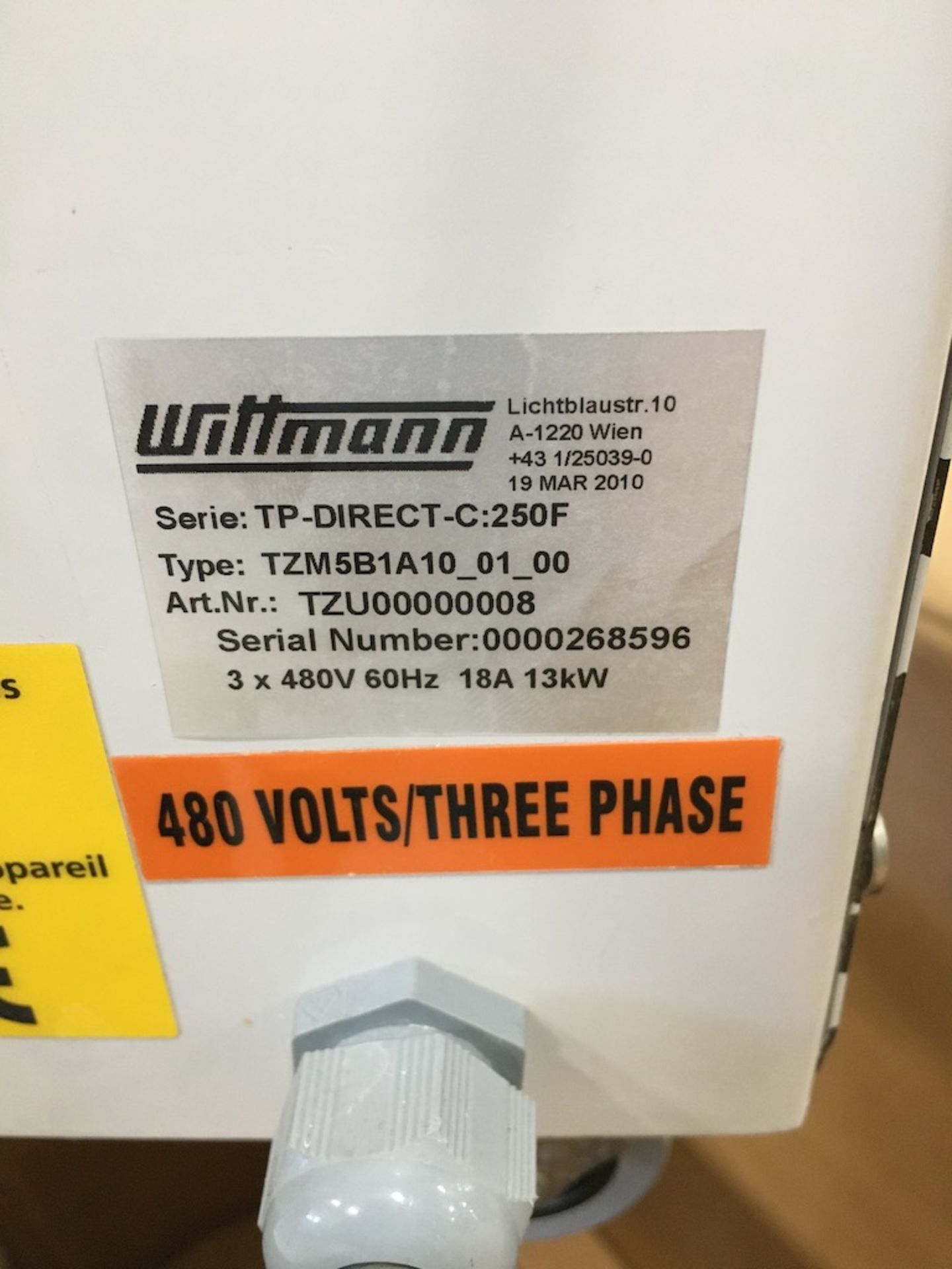 (1) 2016 Wittmann 1 HP, 12 kw Heater, Temperature Control Unit - Image 5 of 5