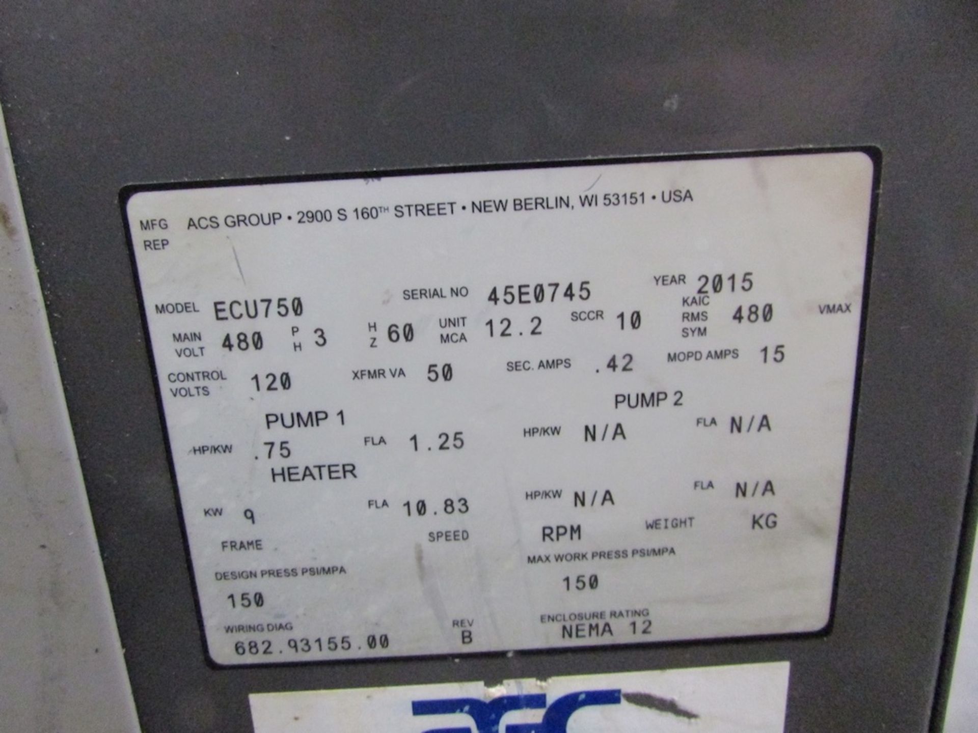 (1) 2015 AEC Model ECU750 Temperature Control Unit - Image 6 of 6