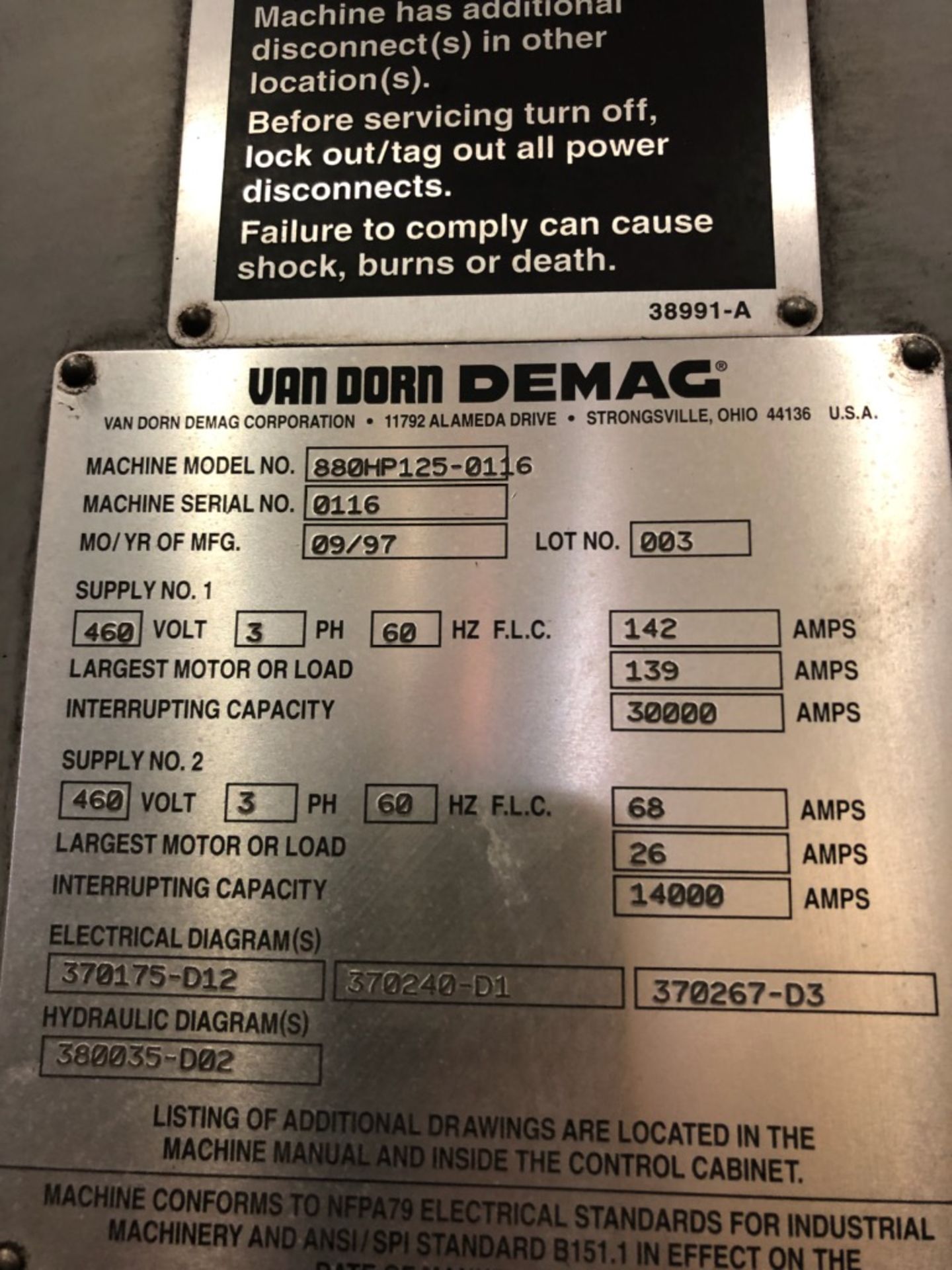 (1) 1997 Van Dorn 880HP125, 880 Ton Injection Molding Machine - Image 8 of 9