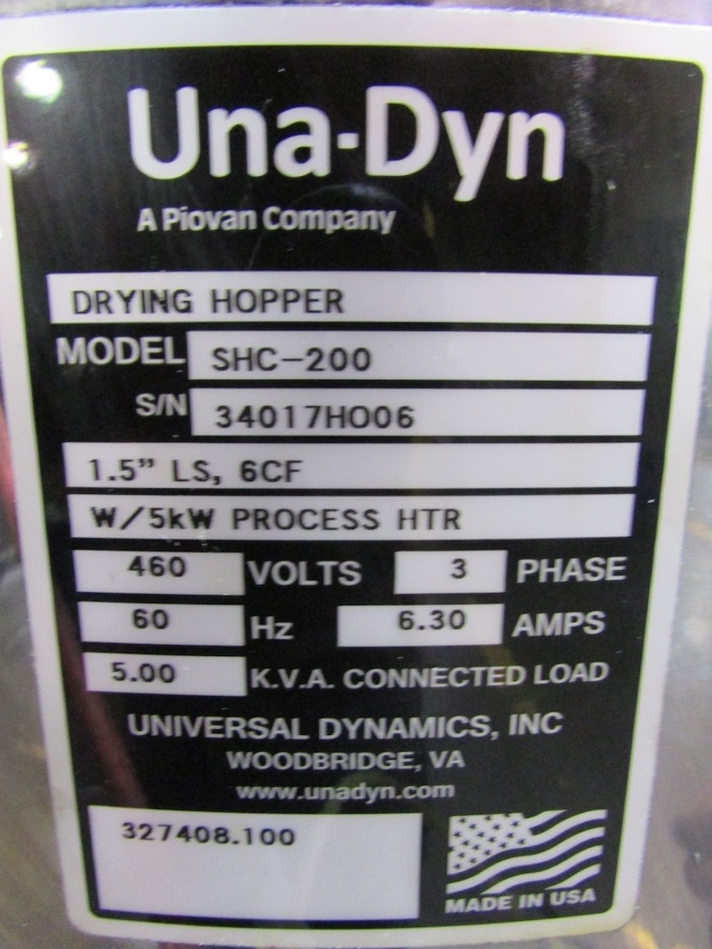 (1) Una-Dyn Model VTG-55 Material Dryer - Image 11 of 11