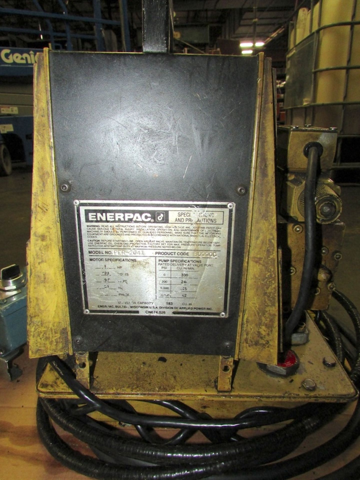 (1) Enerpac Model PER-2041 1HP Portable Electric Hydraulic Pump - Image 3 of 4