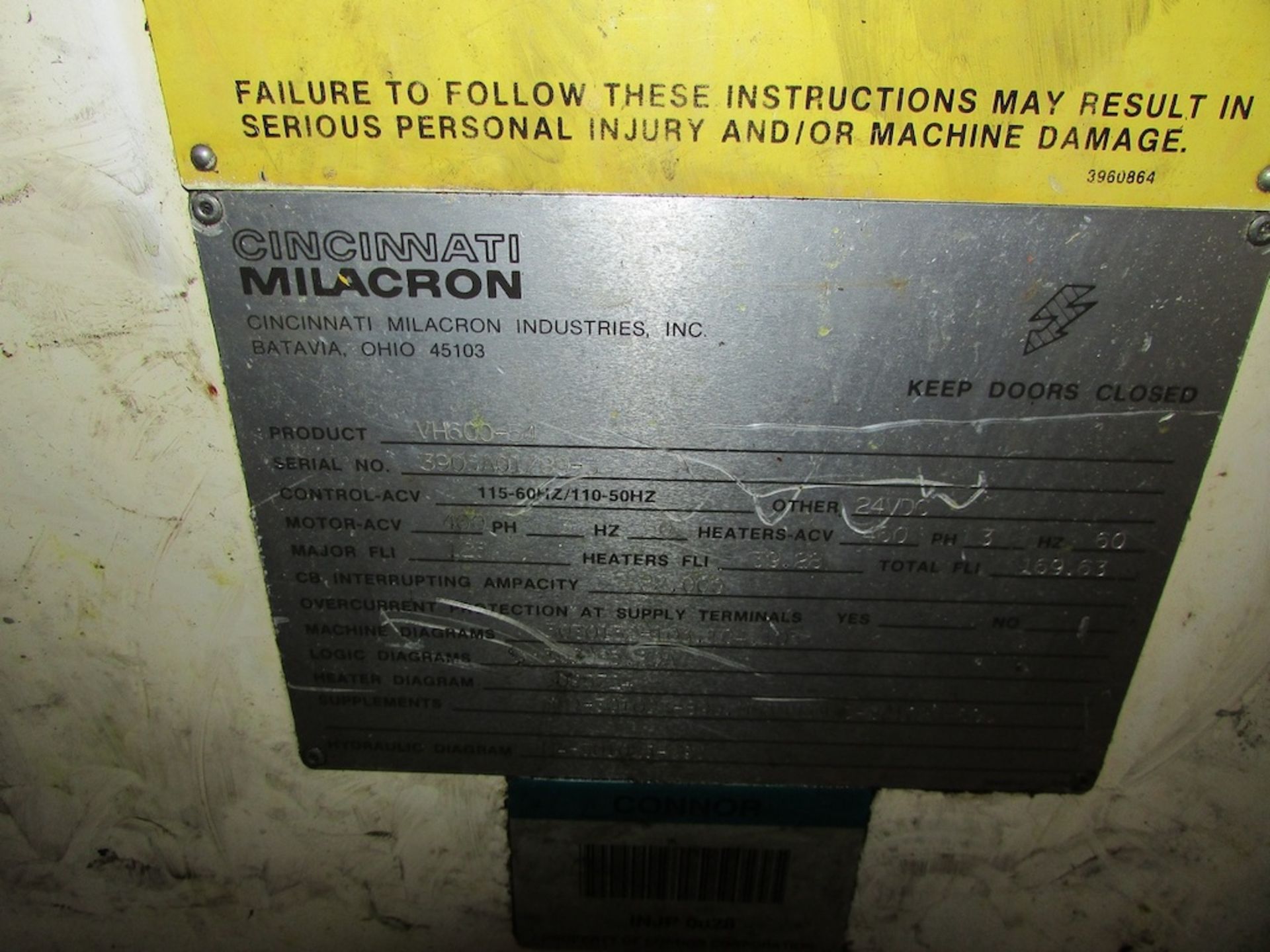 (1) Cincinnati Milacron Model VH600-54 600 Ton Injection Molding Machine - Image 13 of 13