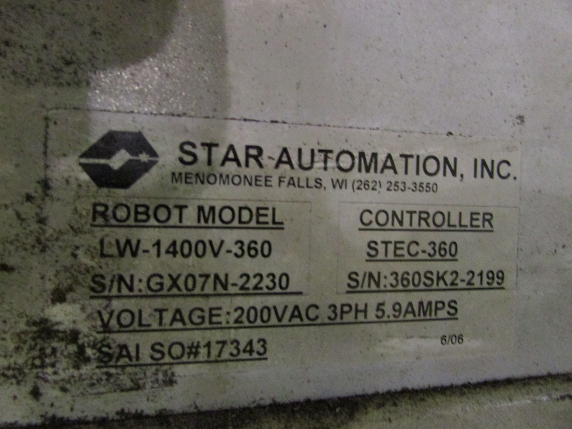 (1) Star Automation Model LW-1400V-360 Robot - Image 7 of 8