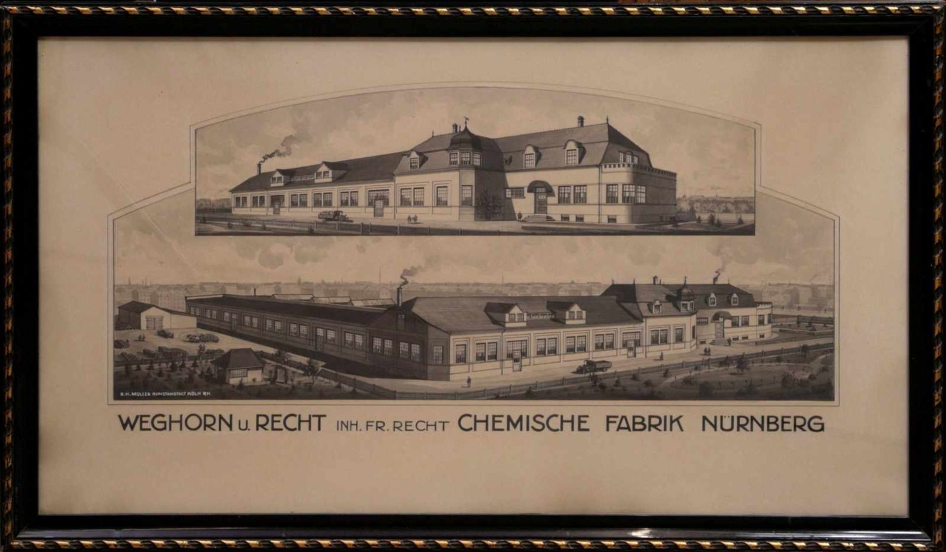 Müller, R. H. Kunstanstalt Köln - Stahlstich Chemische Fabrik Nürnberg Grafik - Image 2 of 8