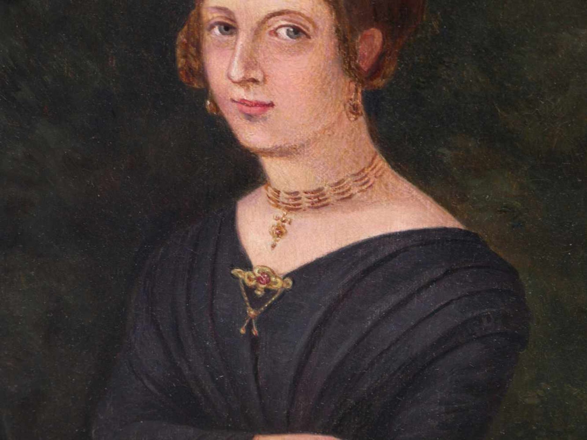 Unbekannt - Biedermeier-Portrait einer jungen Dame um 1850 - Image 7 of 10