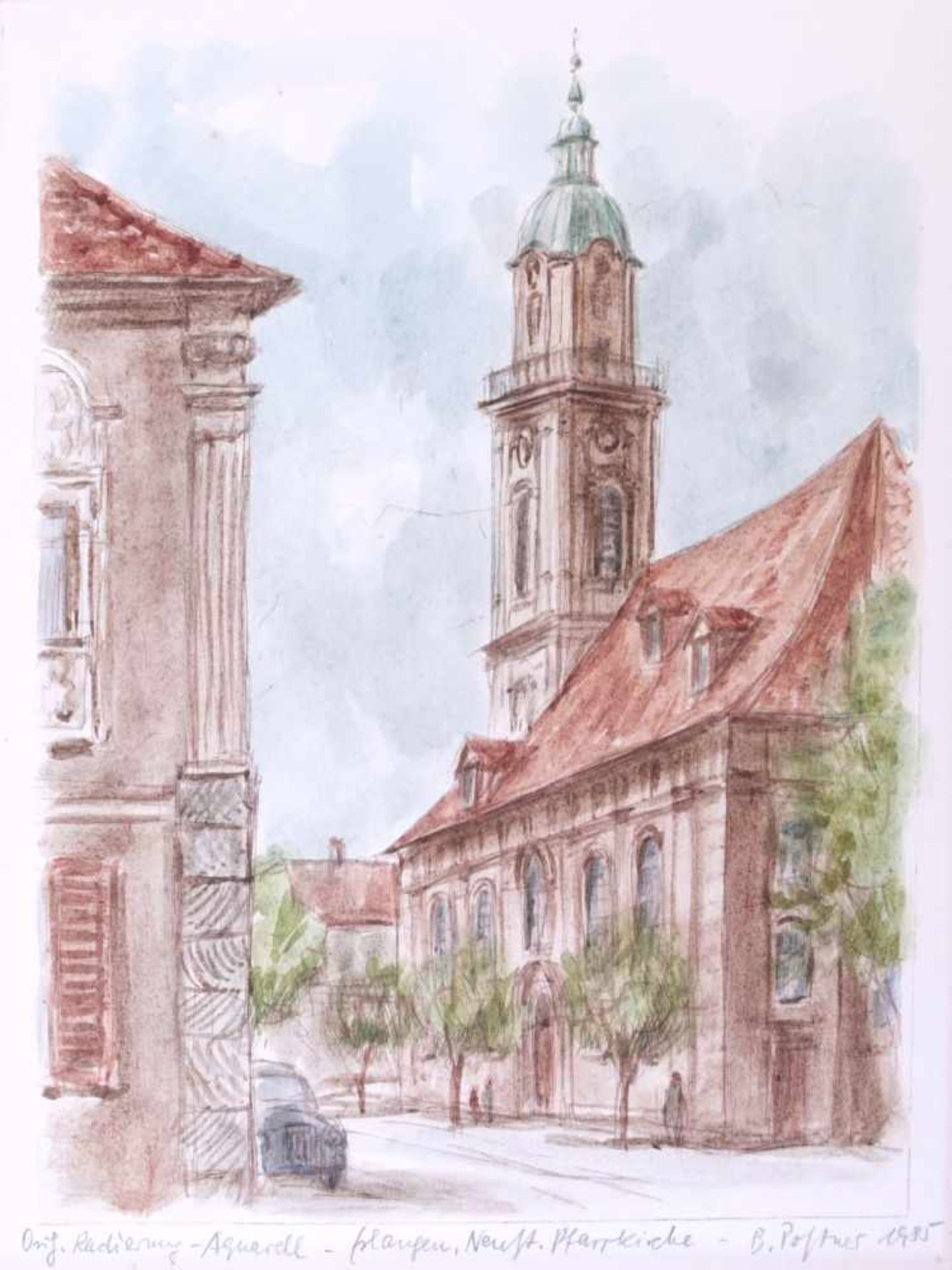 Postner, Bernhard (1924-1998) - 2 Aquarelle 5 Radierungen Ansichten aus Erlangen - Bild 12 aus 16