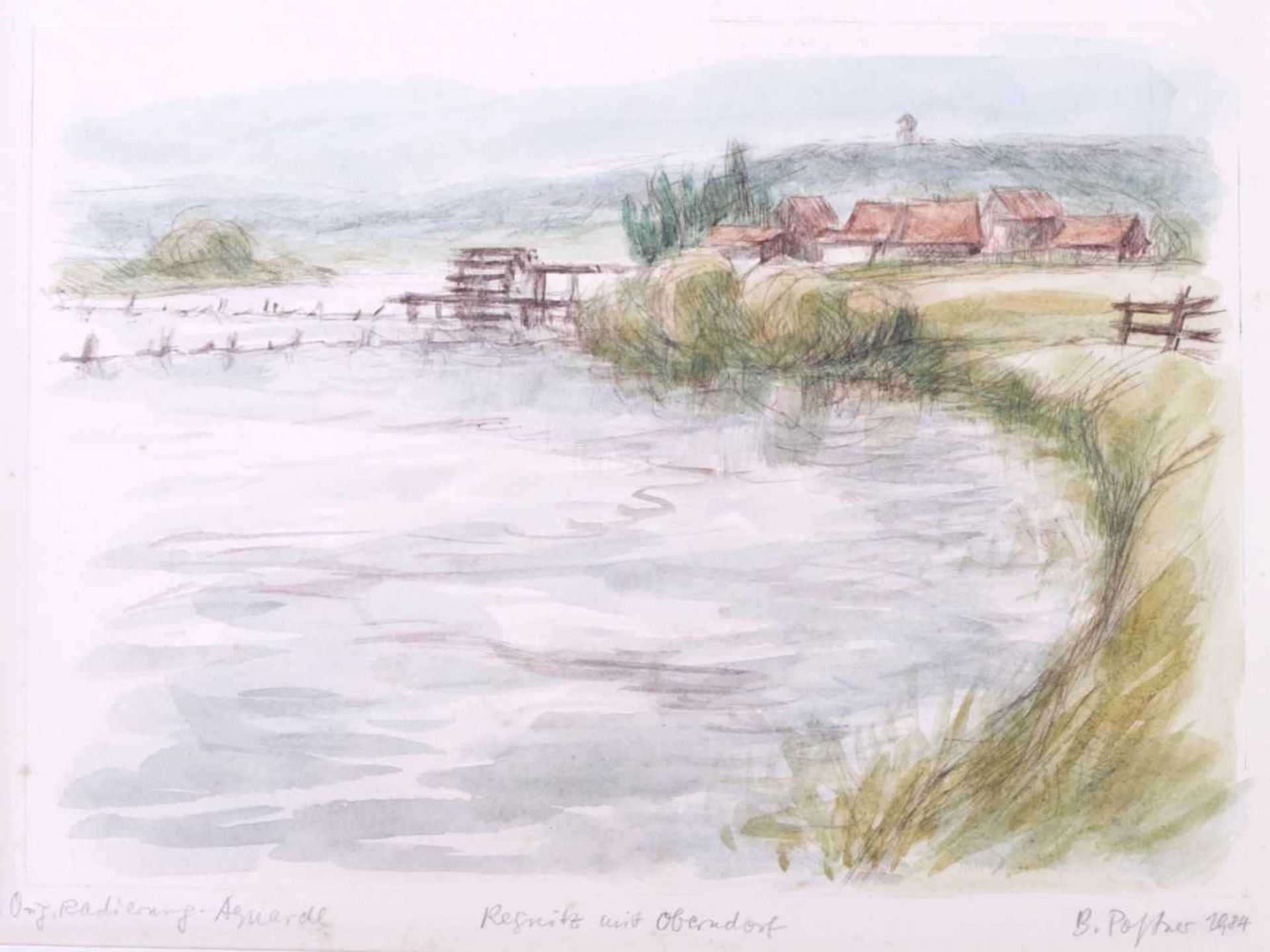 Postner, Bernhard (1924-1998) - 2 Aquarelle 5 Radierungen Ansichten aus Erlangen - Bild 4 aus 16