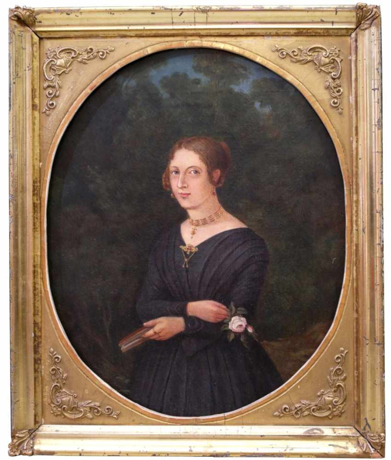 Unbekannt - Biedermeier-Portrait einer jungen Dame um 1850 - Image 2 of 10