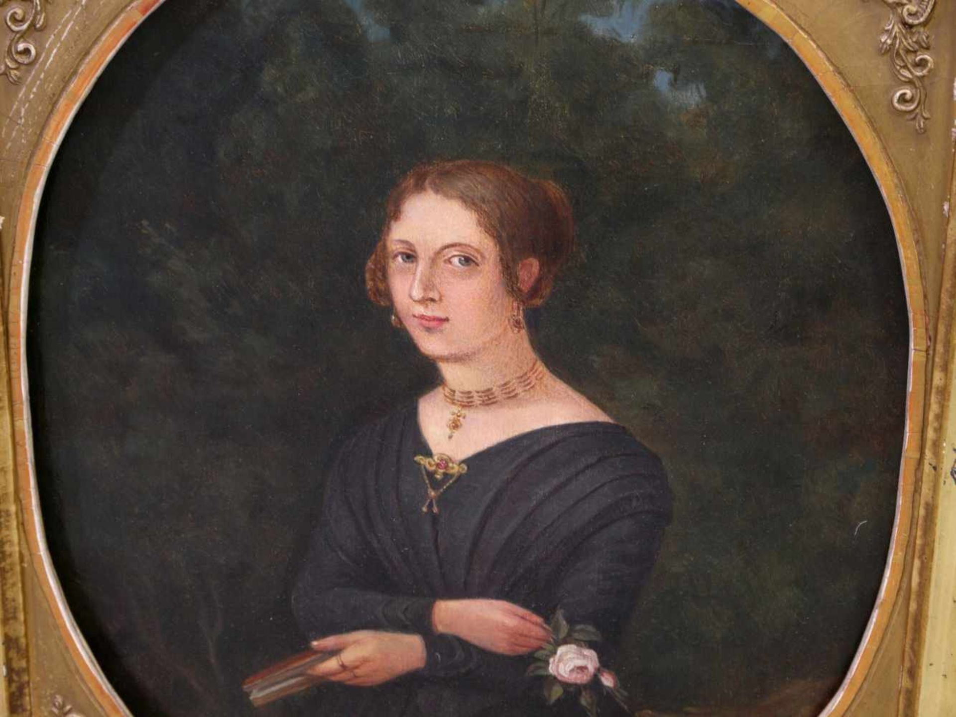 Unbekannt - Biedermeier-Portrait einer jungen Dame um 1850 - Image 4 of 10