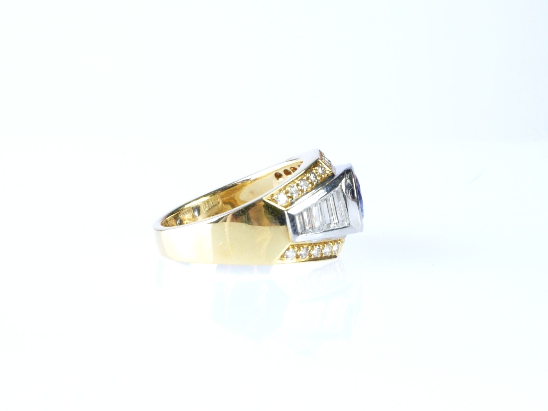 Schott Saphir Ring in Bicolor WG/GG 750 mit Diamanten und Brillanten - Bild 3 aus 5