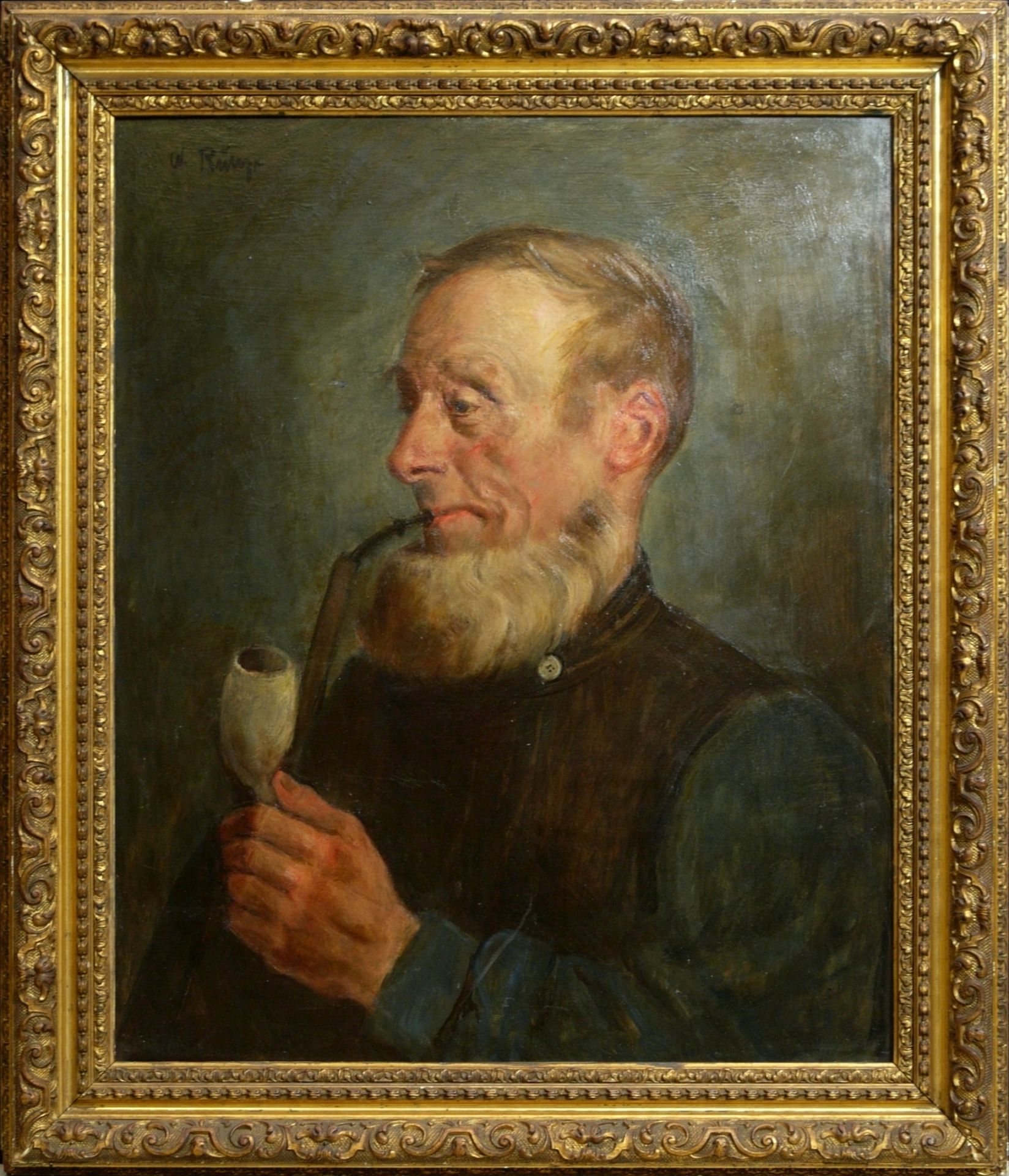 Runze, Wilhelm (1887-1930) - Portrait Pfeiffenraucher