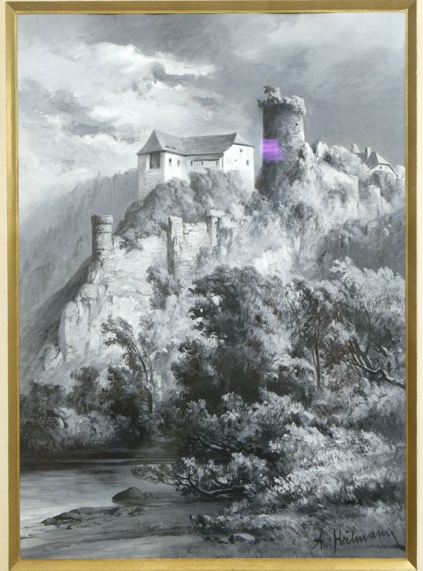 Heilman, Anton Paul (1830-1912) - Burg an Steilhang - Bild 2 aus 7