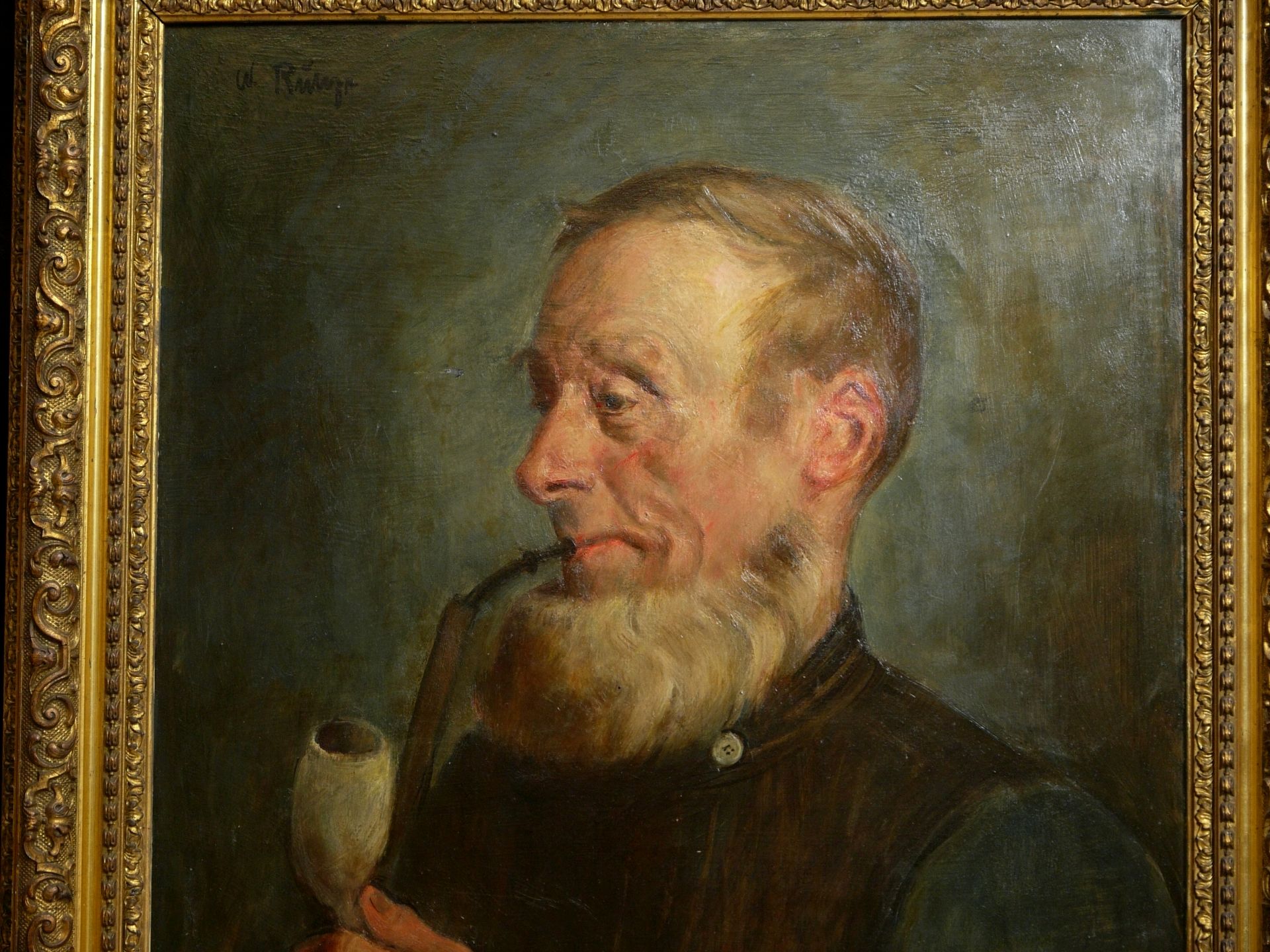 Runze, Wilhelm (1887-1930) - Portrait Pfeiffenraucher - Bild 3 aus 8