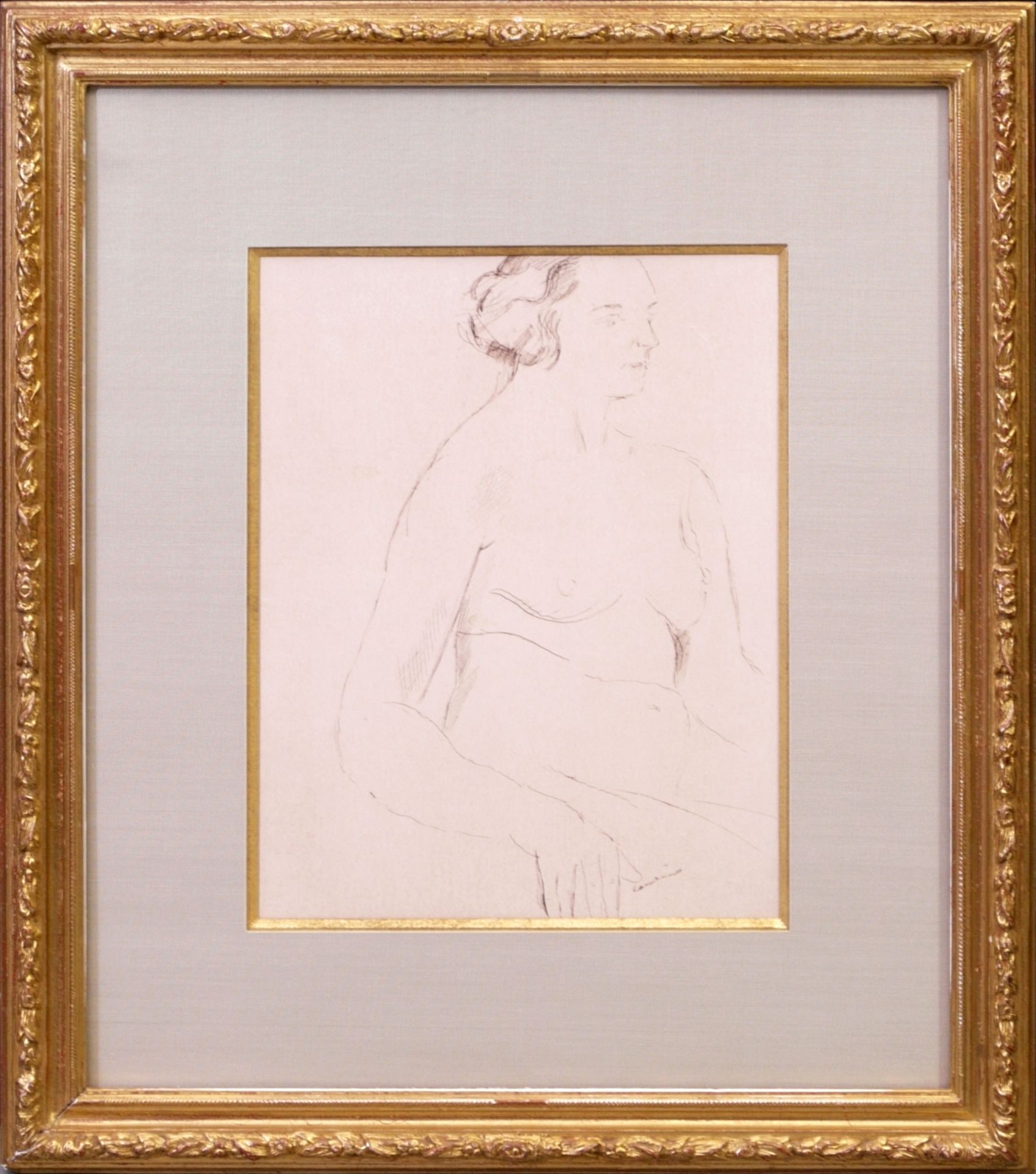 Coubine, Othon/ Kubîn (1883-1969) - Federzeichnung Studie Sitzender Frauenakt