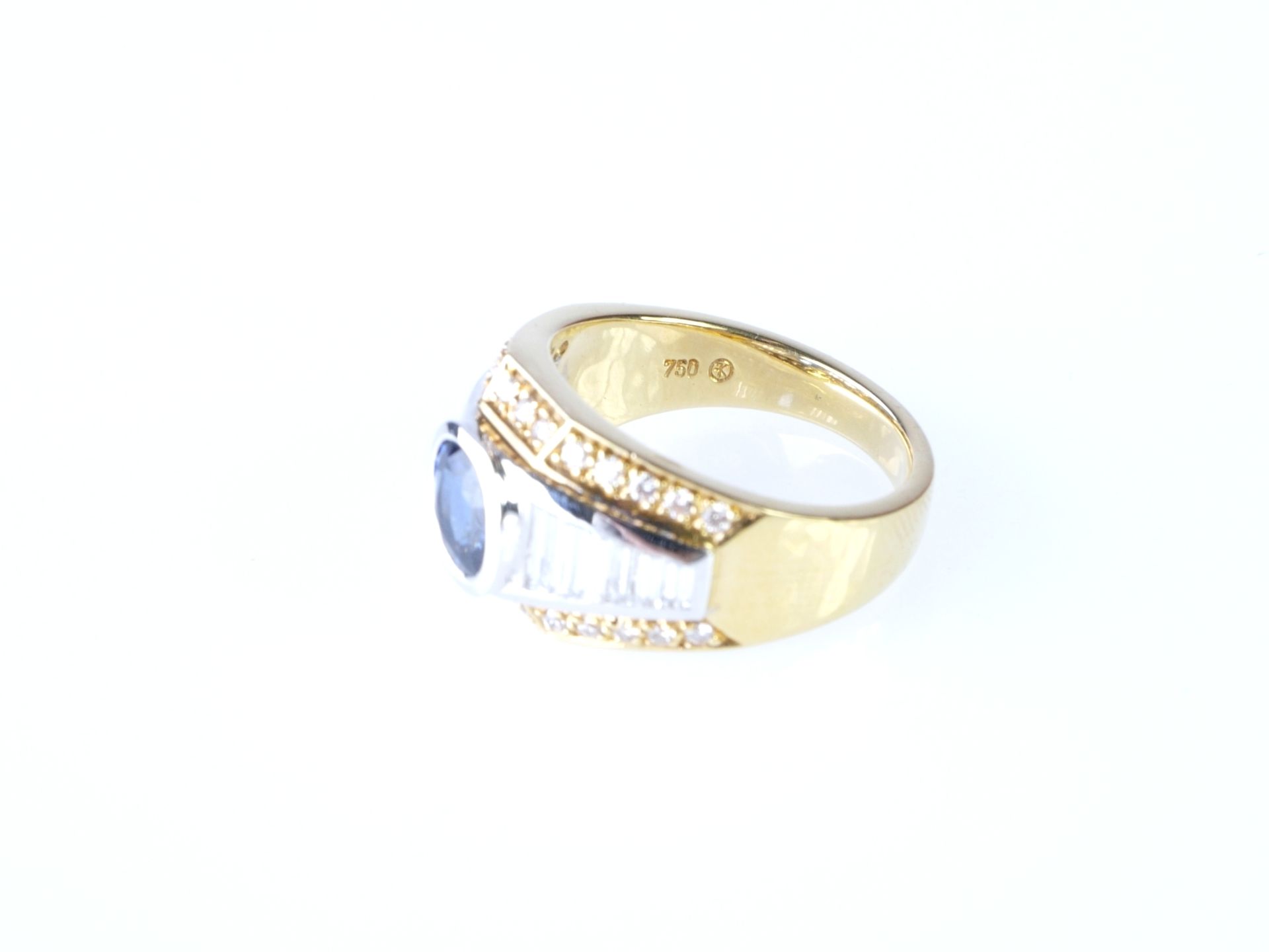 Schott Saphir Ring in Bicolor WG/GG 750 mit Diamanten und Brillanten - Bild 5 aus 5