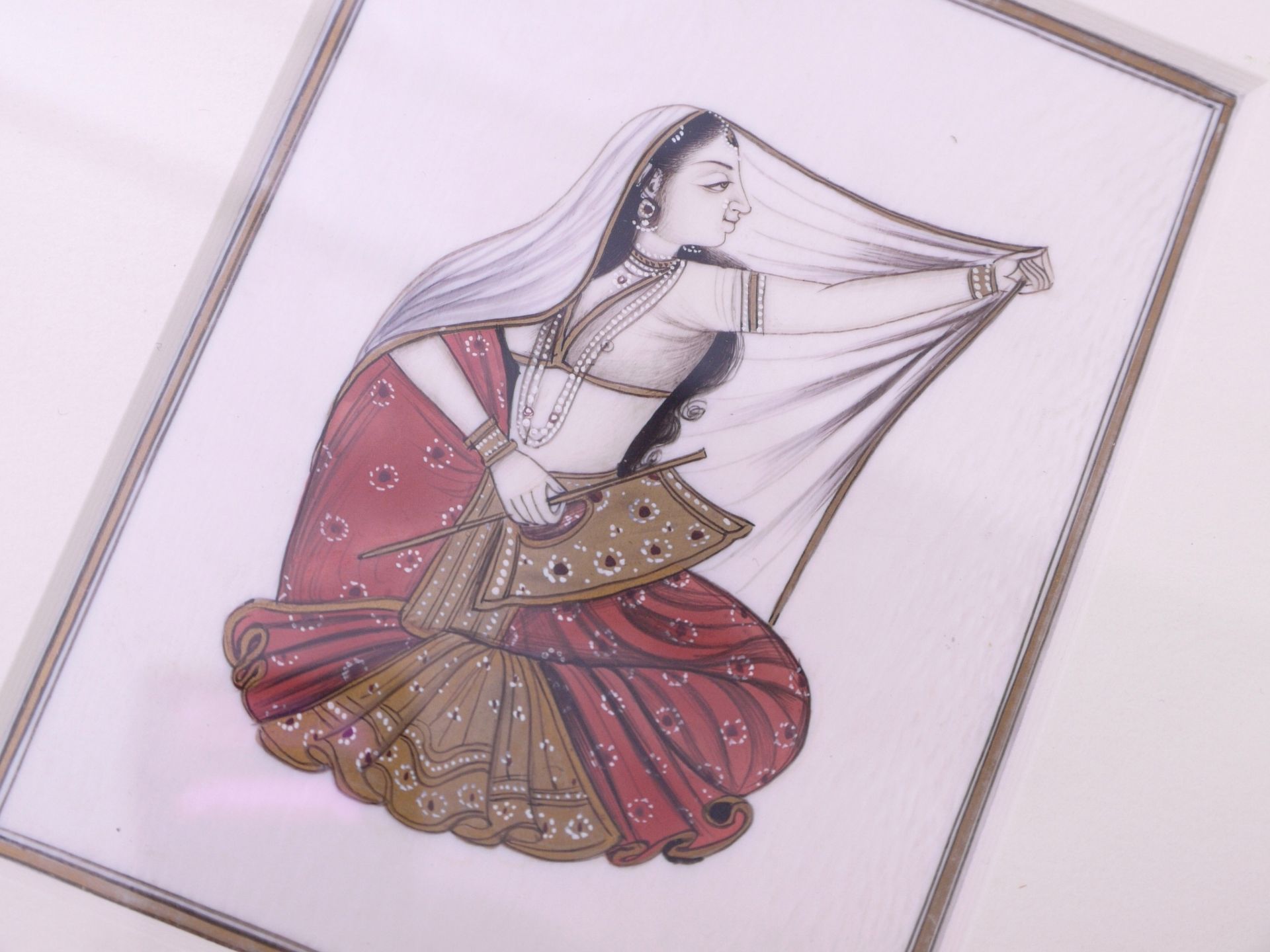 Paar Elfenbein Miniaturen indische Tänzerinnen 20. Jhd. - Bild 5 aus 5