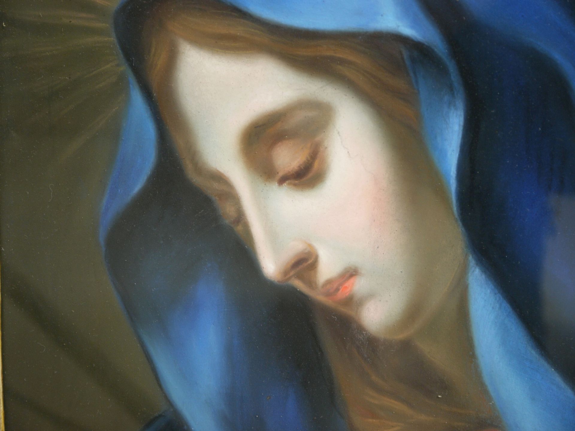 Pastellportrait Madonna in wertvollem Biedermeier Rahmen um 1820 - Bild 5 aus 10