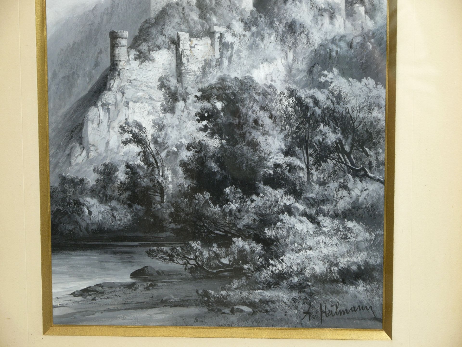 Heilman, Anton Paul (1830-1912) - Burg an Steilhang - Image 4 of 7