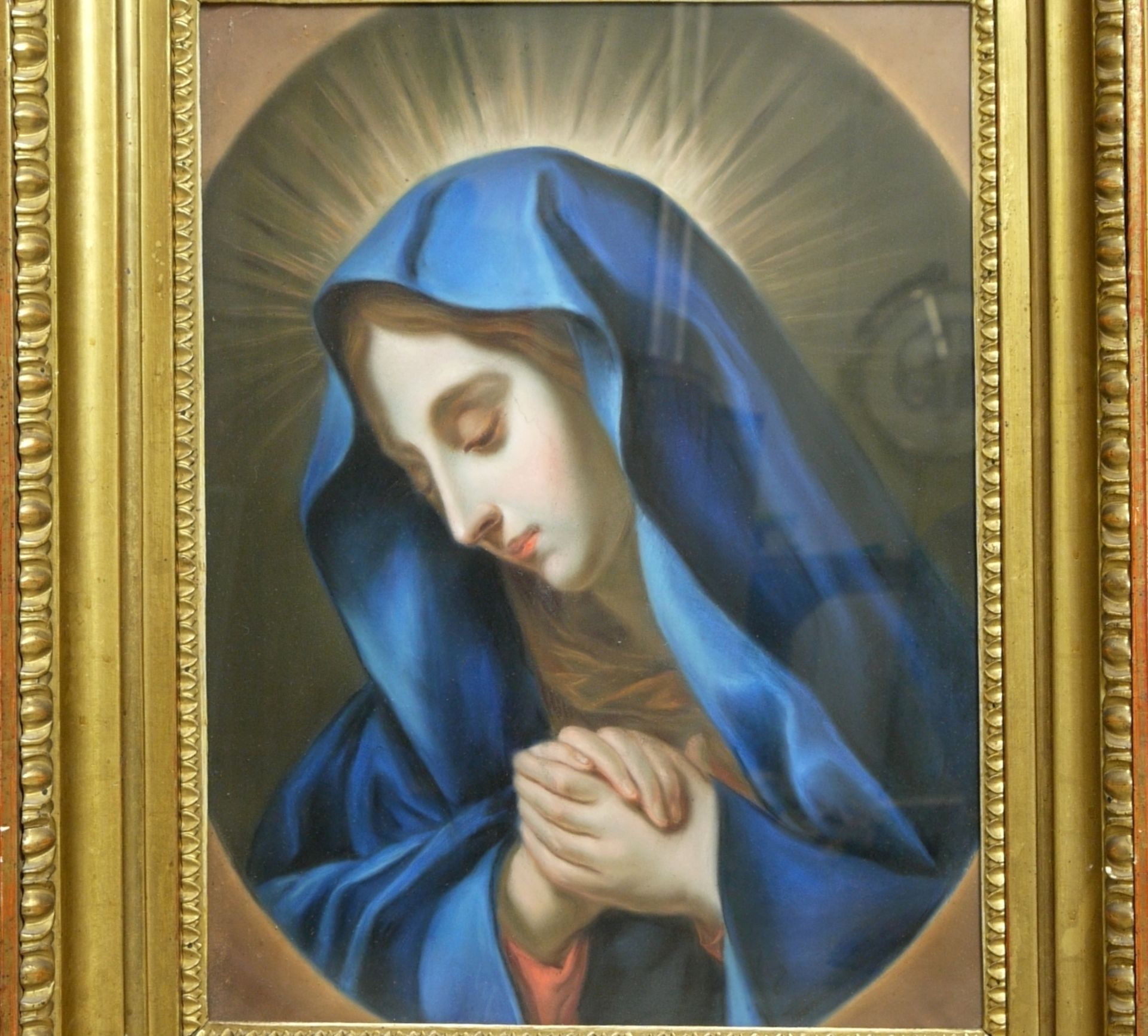 Pastellportrait Madonna in wertvollem Biedermeier Rahmen um 1820 - Bild 2 aus 10