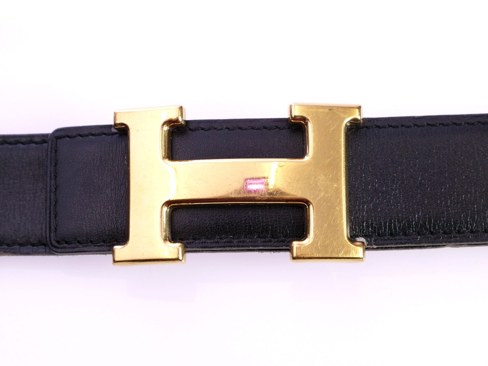 Hermès Wendegürtel mit goldener "H" Schließe - Bild 2 aus 4