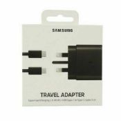GENUINE SAMSUNG SUPER FAST 45W PD ADAPTER CHARGER WITH USB-C CABLE UK PLUG BLACK *NO VAT*
