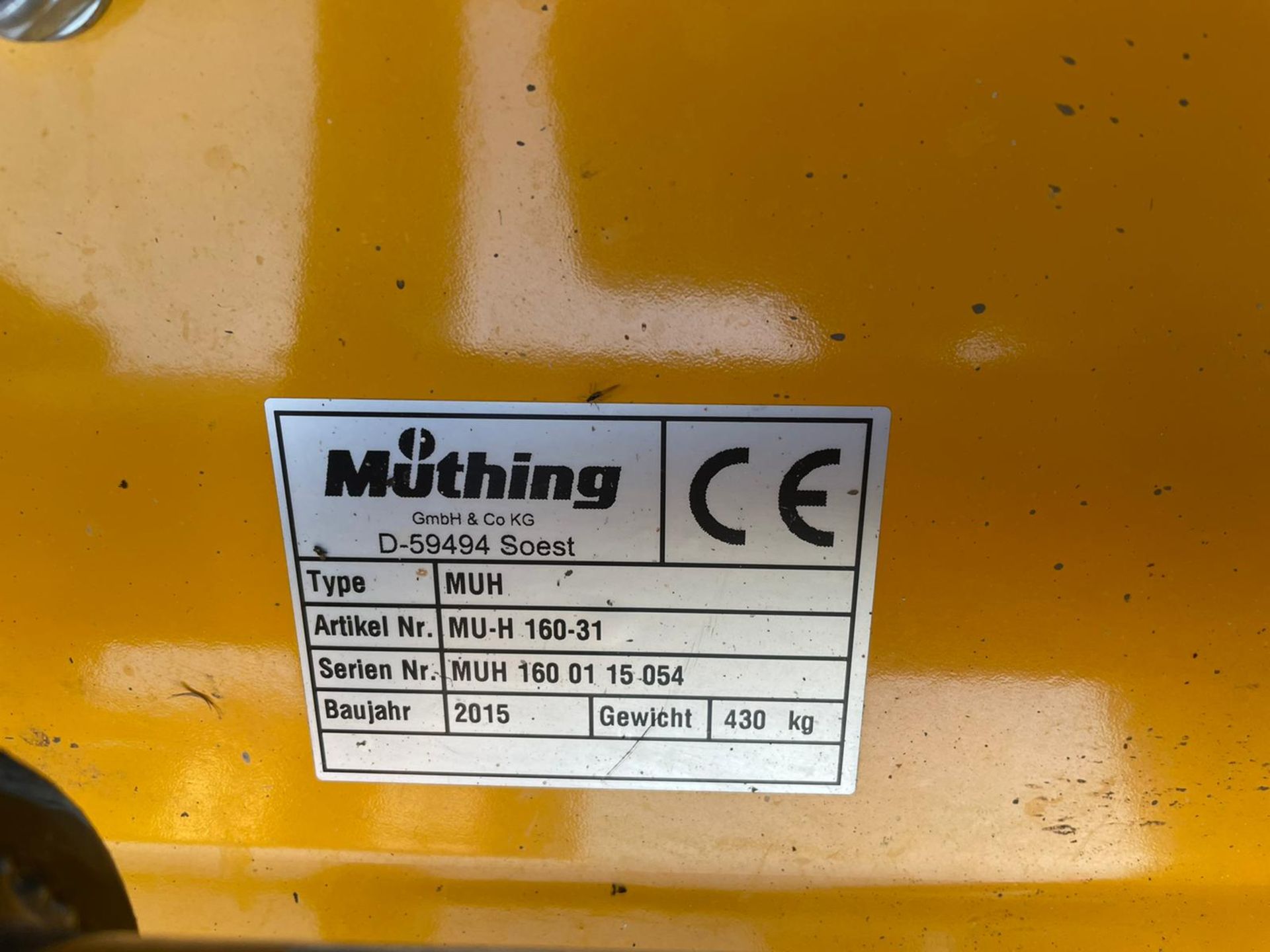 2015 MUTHING MU-H 160 31 FLAIL MOWER, SUITABLE FOR 3 POINT LINKAGE, ALL WORKS PTO DRIVEN, SIDE SHIFT - Image 9 of 10