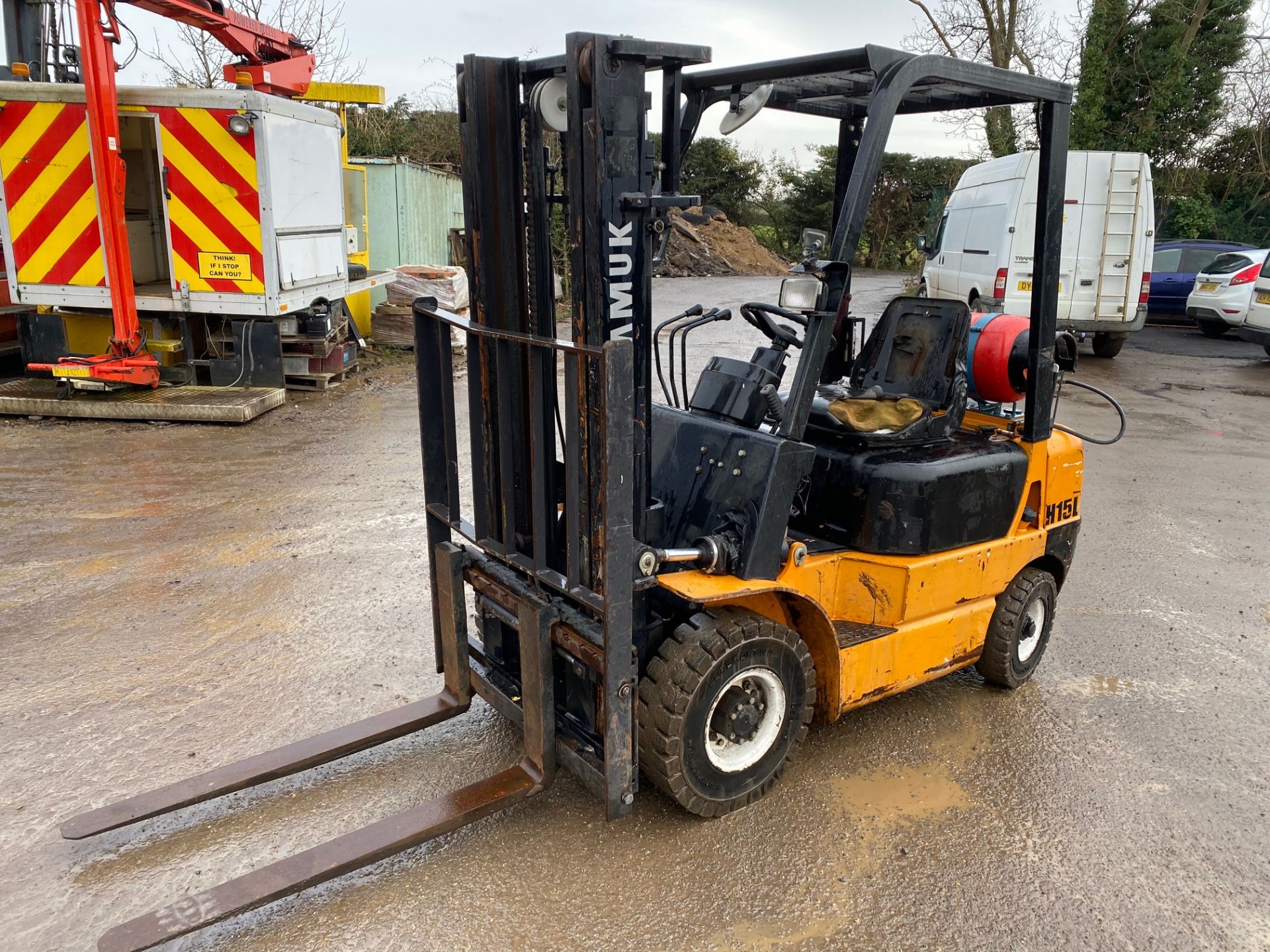 Samuk gas forklift, side shift, nearly new tyres all round, runs lovely *PLUS VAT* - Image 3 of 6