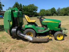 JOHN DEERE X595 RIDE ON LAWN MOWER, RUNS, DRIVES AND CUTS, 2080 HOURS, FRONT WEIGHTS *PLUS VAT*