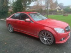 2009 MERCEDES C200 SPORT CDI AUTOMATIC 2.2 DIESEL RED 4 DOOR SALOON, SHOWING 2 FORMER KEEPERS