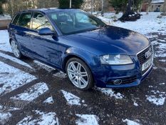 2012/12 REG AUDI A3 S LINE TDI 1.6 DIESEL BLUE 5 DOOR HATCHBACK, SHOWING 0 FORMER KEEPERS *NO VAT*