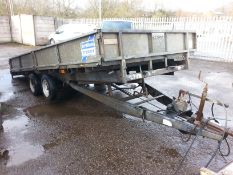 16 FOOT IFOR WILLIAMS TILT BED CAR / PLANT TRANSPORTER TRAILER, GOOD SOLID TRAILER, WITH SIDE BOARDS